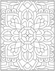 Detailed symmetrical floral pattern with numbered sections for color by number activity