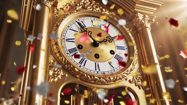 Ornate Vintage Clock with Gold Accents in an Elegant Setting