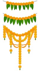 Obraz premium Decorative floral garlands in shades of yellow and green