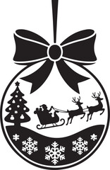 Black silhouette of Santa Claus carrying a gift sack, symbolizing the magic of Christmas