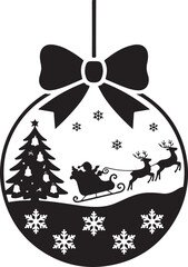 Black silhouette of Santa Claus carrying a gift sack, symbolizing the magic of Christmas
