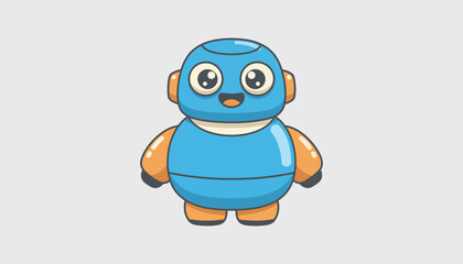 Fototapeta premium A chunky friendly robot icon characterized by round edges expressive eyes and a glossy surface exuding charm and playfulness.