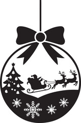 Black silhouette of Santa Claus carrying a gift sack, symbolizing the magic of Christmas