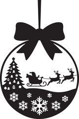 Black silhouette of Santa Claus carrying a gift sack, symbolizing the magic of Christmas