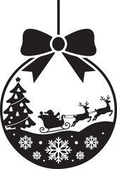 Black silhouette of Santa Claus carrying a gift sack, symbolizing the magic of Christmas