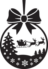 Black silhouette of Santa Claus carrying a gift sack, symbolizing the magic of Christmas