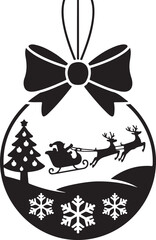 Black silhouette of Santa Claus carrying a gift sack, symbolizing the magic of Christmas