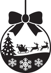 Black silhouette of Santa Claus carrying a gift sack, symbolizing the magic of Christmas