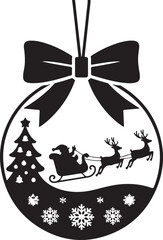 Black silhouette of Santa Claus carrying a gift sack, symbolizing the magic of Christmas
