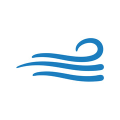 Naklejka premium Stylized Blue Wind Symbol with Curved Lines and Swirl Element.
