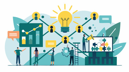 Teamwork and innovation connecting ideas and people for collaborative success and strategic planning