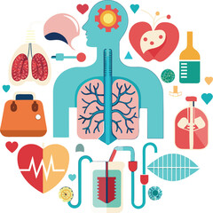 Health care and human anatomy symbol pack vector art on a white background