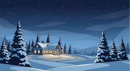 winter landscape with christmas trees