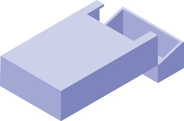 Light purple open cigarette pack displaying its empty content, isometric view on white background