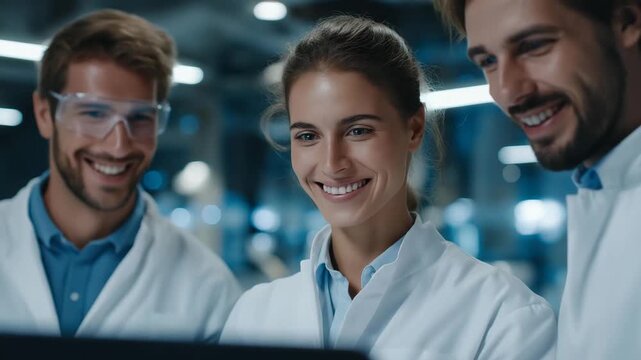 Team of scientists calibrating nanofabrication tools for graphene production, emotion of collaboration and progress visible, symbolizing emerging nanotechnology breakthroughs, material conductivity