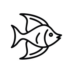 Obraz premium Minimalist black outline fish icon vector illustration. simple graphic animal symbol on clean white background.