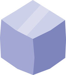 Bright purple cube with isometric projection shining with light reflections, perfect for concepts related to geometry and design