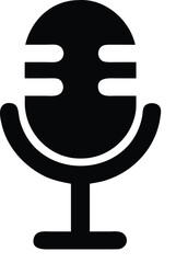 Microphone silhouette vector icon for music, performance, and audio
