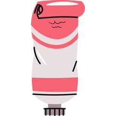 Pink and White Watercolor Paint Tube Isolated on Transparent Background Simple Vector Illustration Ideal for Art and Craft Projects