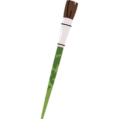 Painting Brush with Camouflage Pattern Handle and White Ferrule Against a Transparent Background