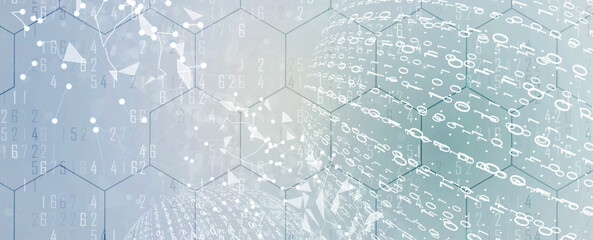 Modern Technology and scientific banner or header. Wireframe connected neural network