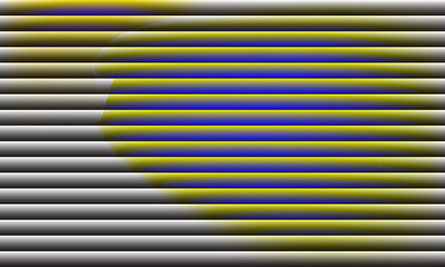 Obraz premium Abstract background with blue and yellow horizontal lines and a dark shape