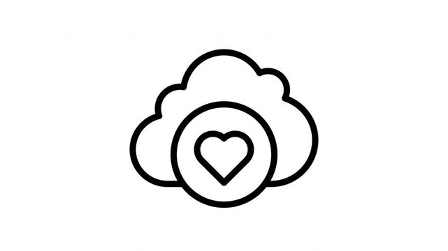 animation Cloud with heart for logos, branding, love concepts, and wedding related designs.