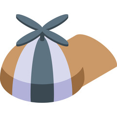 Humorous Toy Propeller Hat with Brown Cap and Multicolor Panels on Transparent Background Simple Flat Illustration Design