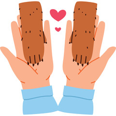 Human Hands Holding Animal Paws with Pink Hearts Symbolizing Love and Companionship on Transparent Background