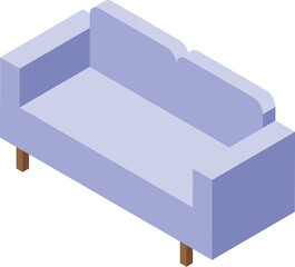 Light purple, cozy sofa with wooden legs, perfect for a modern living room or lounge area