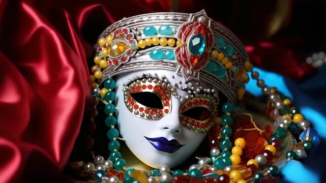 Traditional carnival mask in beads for celebration holiday Purim - Powered by Adobe
