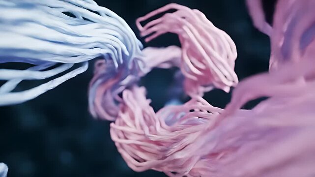 Floating pastel threads entangled in gentle motion