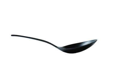 Stainless Steel Mixing Spoon on Black Background PNG on Transparent Background