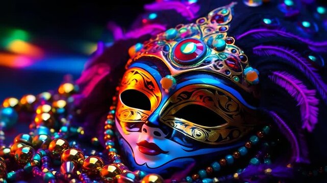 Traditional carnival mask in beads for celebration holiday Purim