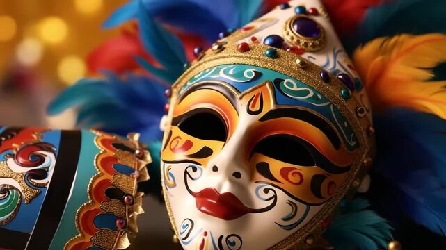 Traditional carnival mask in beads for celebration holiday Purim