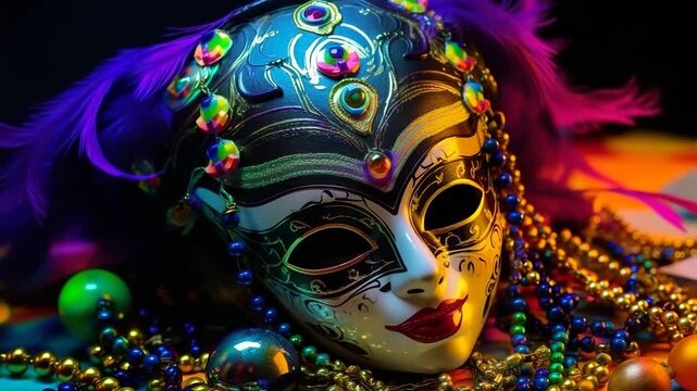 Traditional carnival mask in beads for celebration holiday Purim