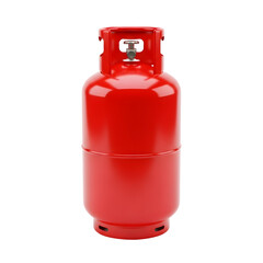 Red propane gas cylinder isolated on transparent background
