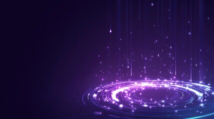Abstract digital technology background with glowing particles and circles
