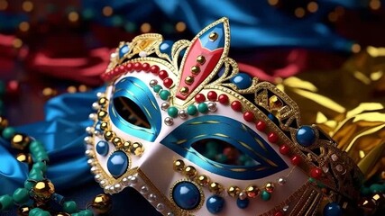 Traditional carnival mask in beads for celebration holiday Purim