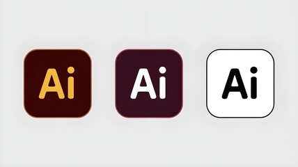 Three adobe illustrator icons in different color schemes on a light background