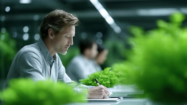Technician Researching Indoor Plant Growth Solutions
