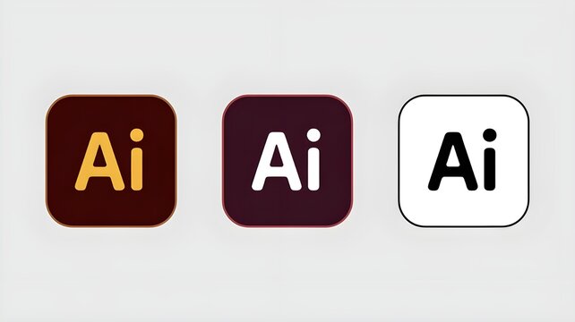 Three adobe illustrator icons in different color schemes on a light background
