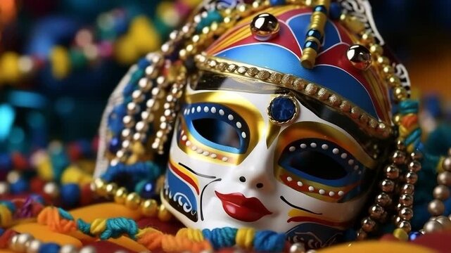 Traditional carnival mask in beads for celebration holiday Purim