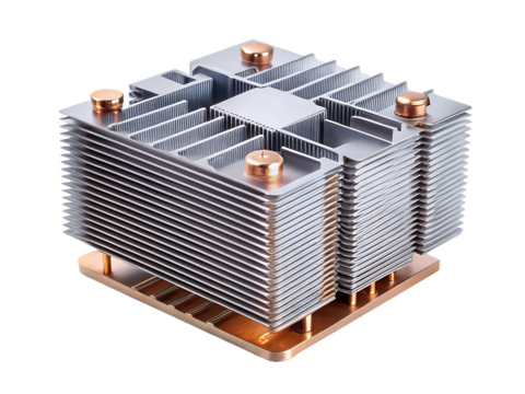 A Silver And Copper Heat Sink Designed For Optimal Cooling  Isolated on a White Background ,PNG. AI Generated