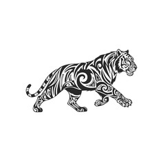 Tribal Tiger Silhouette Art Design.
