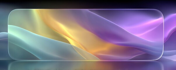 Fototapeta premium Abstract colorful ribbon waves inside a rounded vertical frame with a soft glow and gradient hues