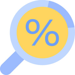 Magnifying Glass Focus on Percentage Symbol for Discount and Sale Promotion Concepts in a Clean Minimalist Style with Soft Blue and Yellow Colors