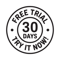 Thirty day free trial stamp with try it now text