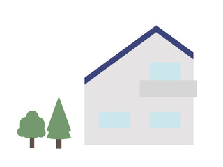 青い屋根の家のイラスト