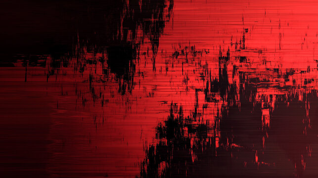 Screen glitch texture displaying distorted red and black patterns in a digital environment